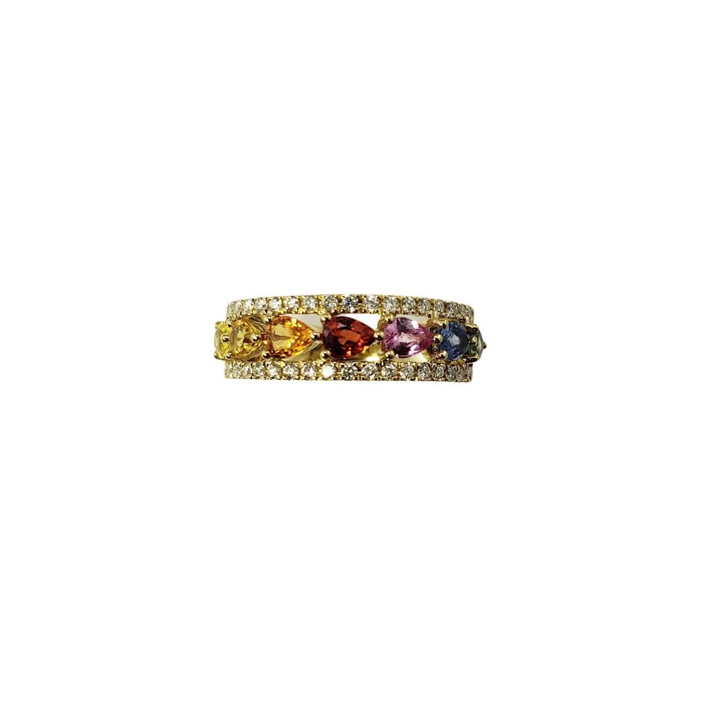 Vintage 14 Karat Yellow Gold Multi-Colored Sapphire and Diamond Ring #12076